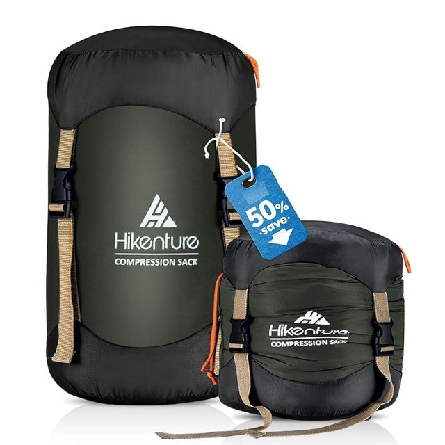Hikenture Compression Sack for Sleeping Bag, Upgrade Anti-Tear Nylon Sleeping Bag Stuff Sack, 10L/14L/20L/30L Water-Resistant Compression Bag, Storage Bag