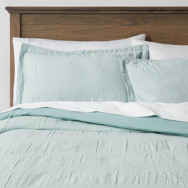 Full/Queen Seersucker Duvet & Sham Set Soft Aqua - Threshold™