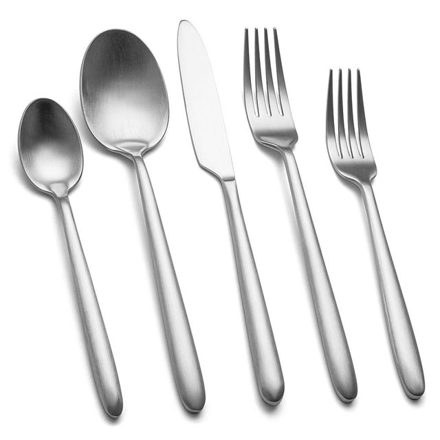 Heavy Duty Silverware Set, EIUBUIE 40-Piece Premium Stainless Steel Flatware Sets For 8, Matte Brushed Finish Cutlery Tableware Modern Kitchen Utensils Set for Home Restaurant, Dishwasher Safe