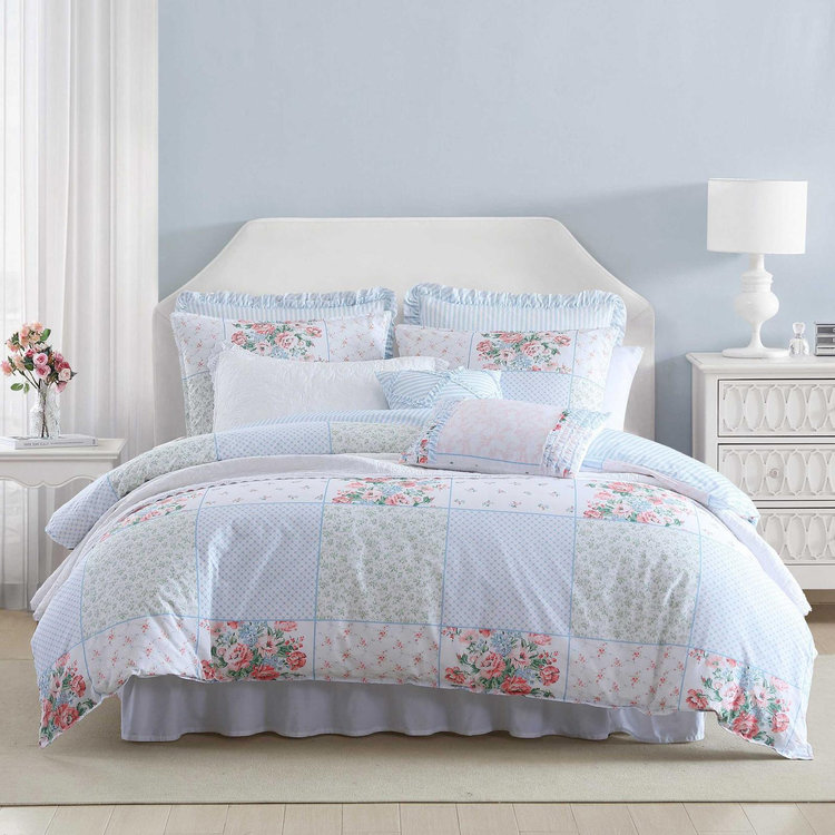 Laura Ashley, Hope Patchwork Cotton 7-Piece Duvet Cover Bonus Set