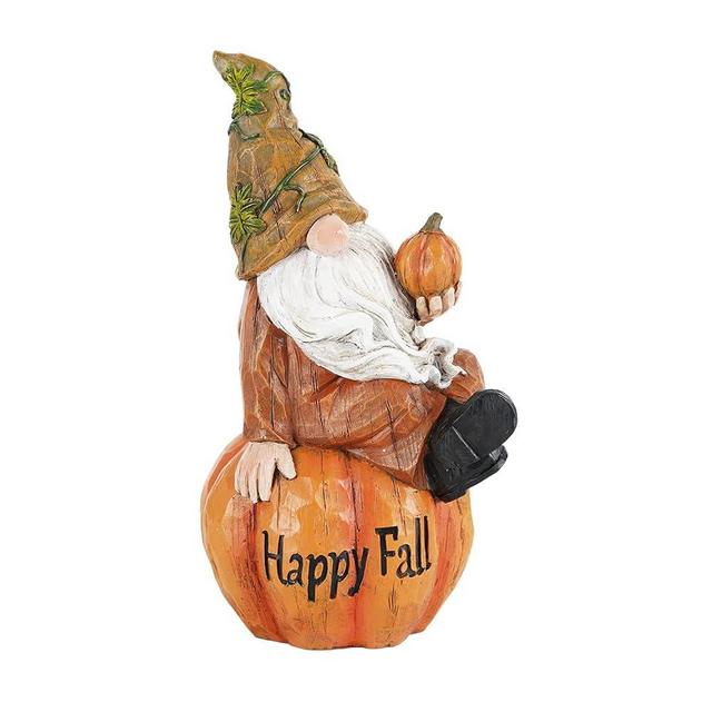 TZSSP Garden Statue Gnome Figurine, Resin Gnome Happy Fall Decoration Funny Gnomes Pumpkin Ornaments Autumn Decor for Patio Yard Lawn Porch