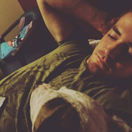 Our first trip to NC. Lacey and Eric snuggled up together.