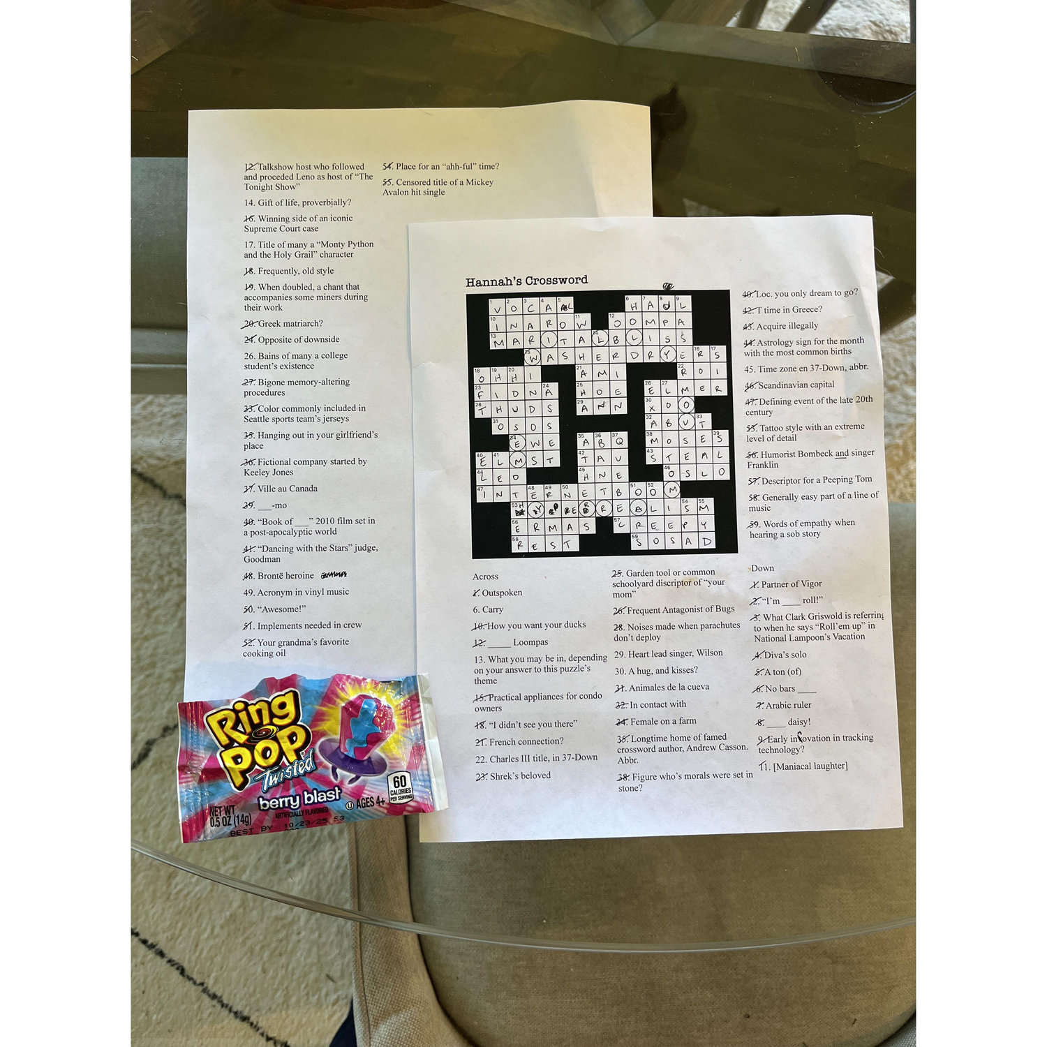 2/13/2024: Ring Pop-posal #1 and Hannah's favorite