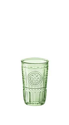 Bormioli Rocco 335944GRS021524 Romantic Cooler Glass, Set of 4, 16 oz, Pastel Green