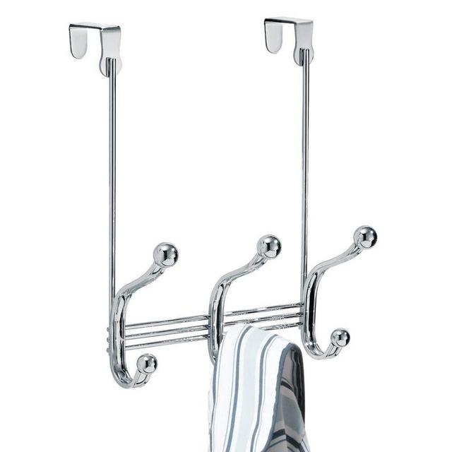 InterDesign York Metal Over the Door Organizer, 6-Hook Rack for Coats, Hats, Robes, Towels, Bedroom, Closet, and Bathroom