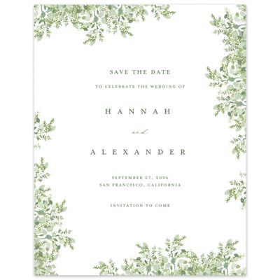 Rich Laurel Green Wedding Digital Save the Date - Lugano Portrait