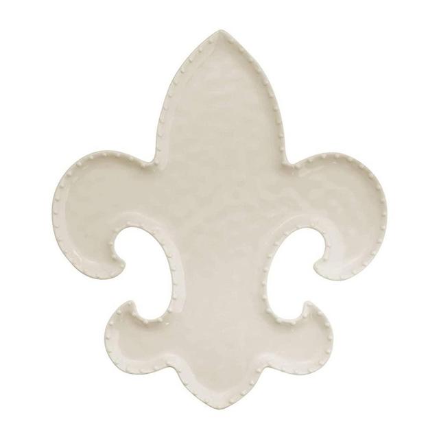 Supreme Housewares Gourmet Art Fleur-De-Lis Melamine 12.25 Inch, Serving Plate, White