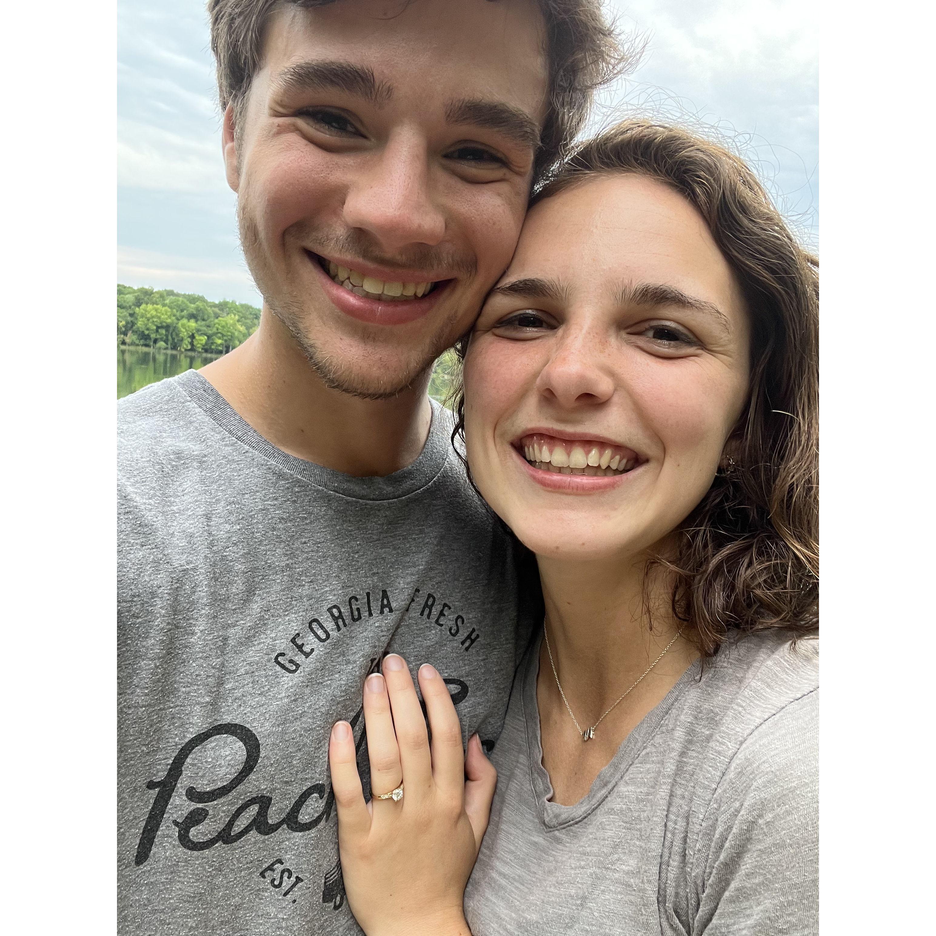 Caleb said some words and had a ring in his hand on the third pier at Long Hunter State park (July 22)