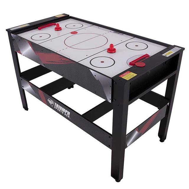 Triumph 4-in-1 Rotating Swivel Multigame Table – Air Hockey, Billiards, Table Tennis, and Launch Football , Black/White, 23.75 x 32.00 x 48.00"