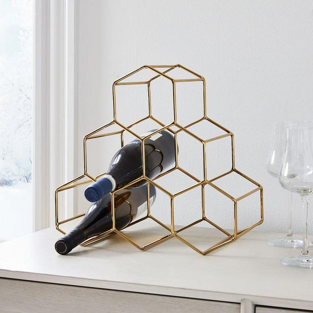 Honeycomb Wine Rack, Wine Rack, Metal, Polished Brass