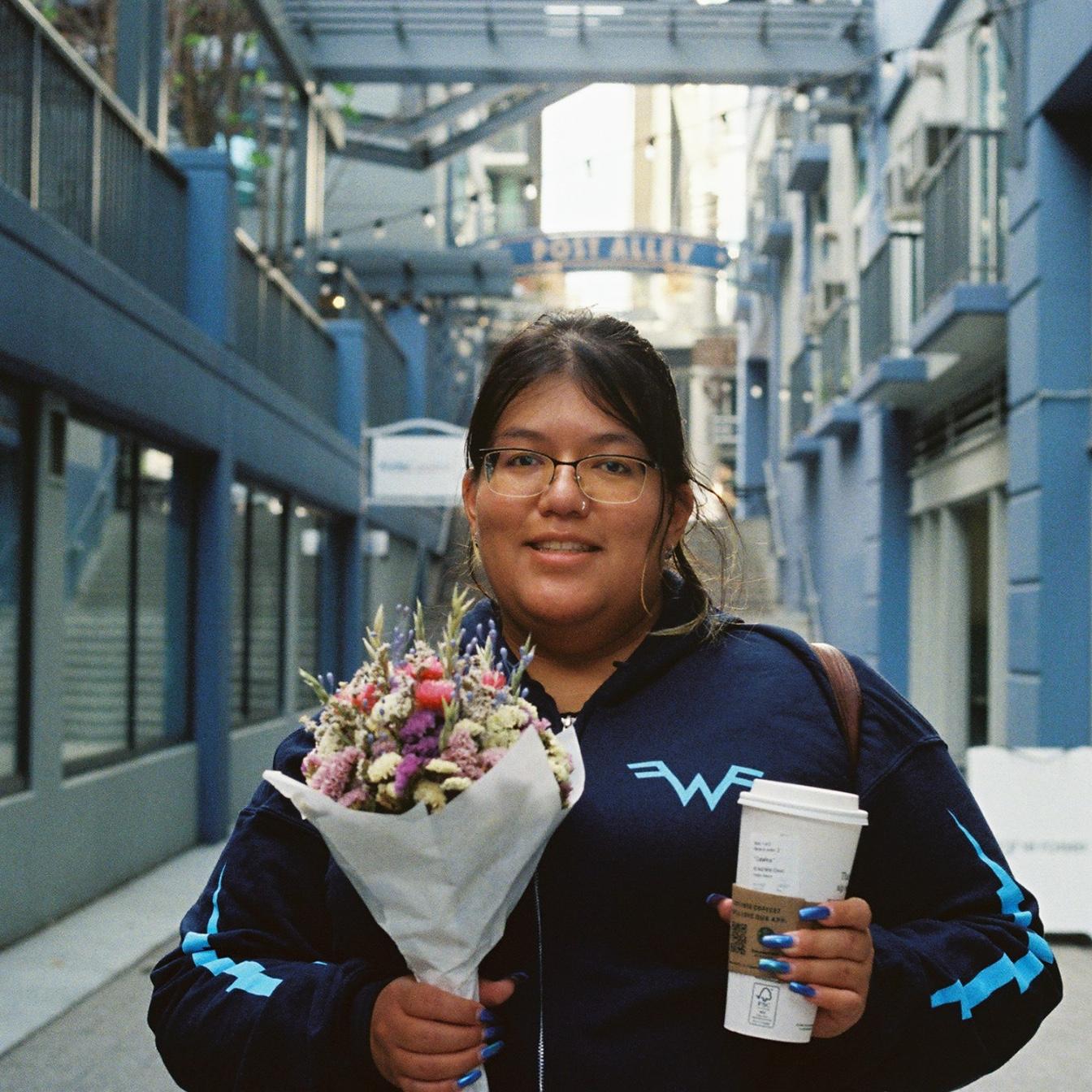 Flowers and coffee from Pike Place Market
