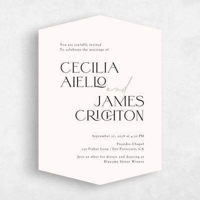 Beige Diamond Wedding Invitation - Santiago Portrait
