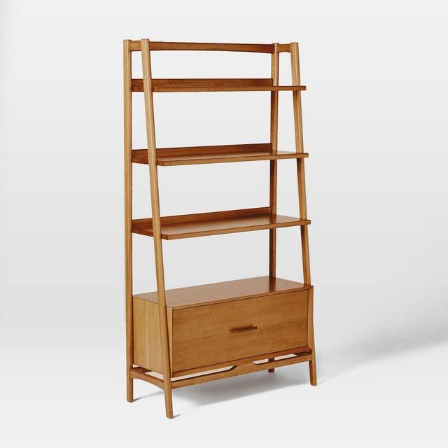 Mid-Century Bookshelf, Wide Tower, Acorn