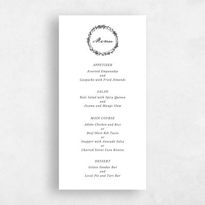 White Wedding Menu - Violet