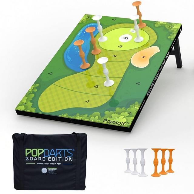 PopGolf Board Edition Set - Popdarts Backyard, Indoor and Outdoor Game for All Ages - Great Cornhole Alternative - Includes 1 All-Weather Board, Exclusive PopGolf Darts, Travel Case, and Score Keeper