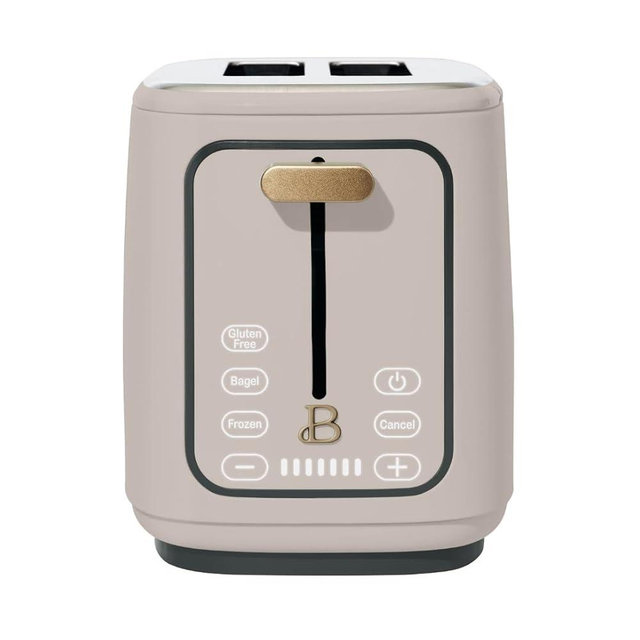 Beautiful Drew Barrymore Toaster with Touch Display, 2-Slice 7 Browning Levels, Bagel/Frozen/Gluten-Free Settings, Wide Slots, 900W, Matte Finish (Porcini Taupe)