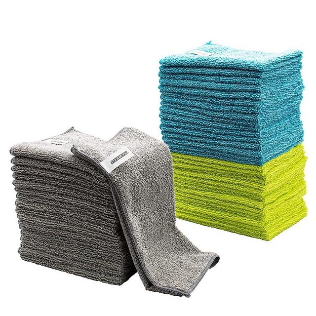 FIXSMITH Microfiber Cleaning Cloth - Pack of 50, Multi-Functional Cleaning Towels, Size: 12 x 16 in, Highly Absorbent Cleaning Rags, Lint-Free, Streak-Free Cleaning Cloths for Car Kitchen Home Office