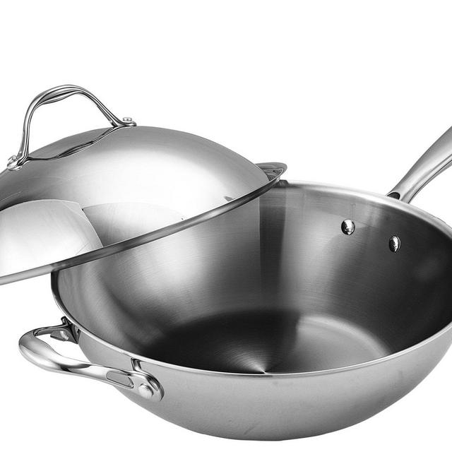Cooks Standard Multi-Ply Clad Stainless-Steel 13-Inch Wok with Dome Lid