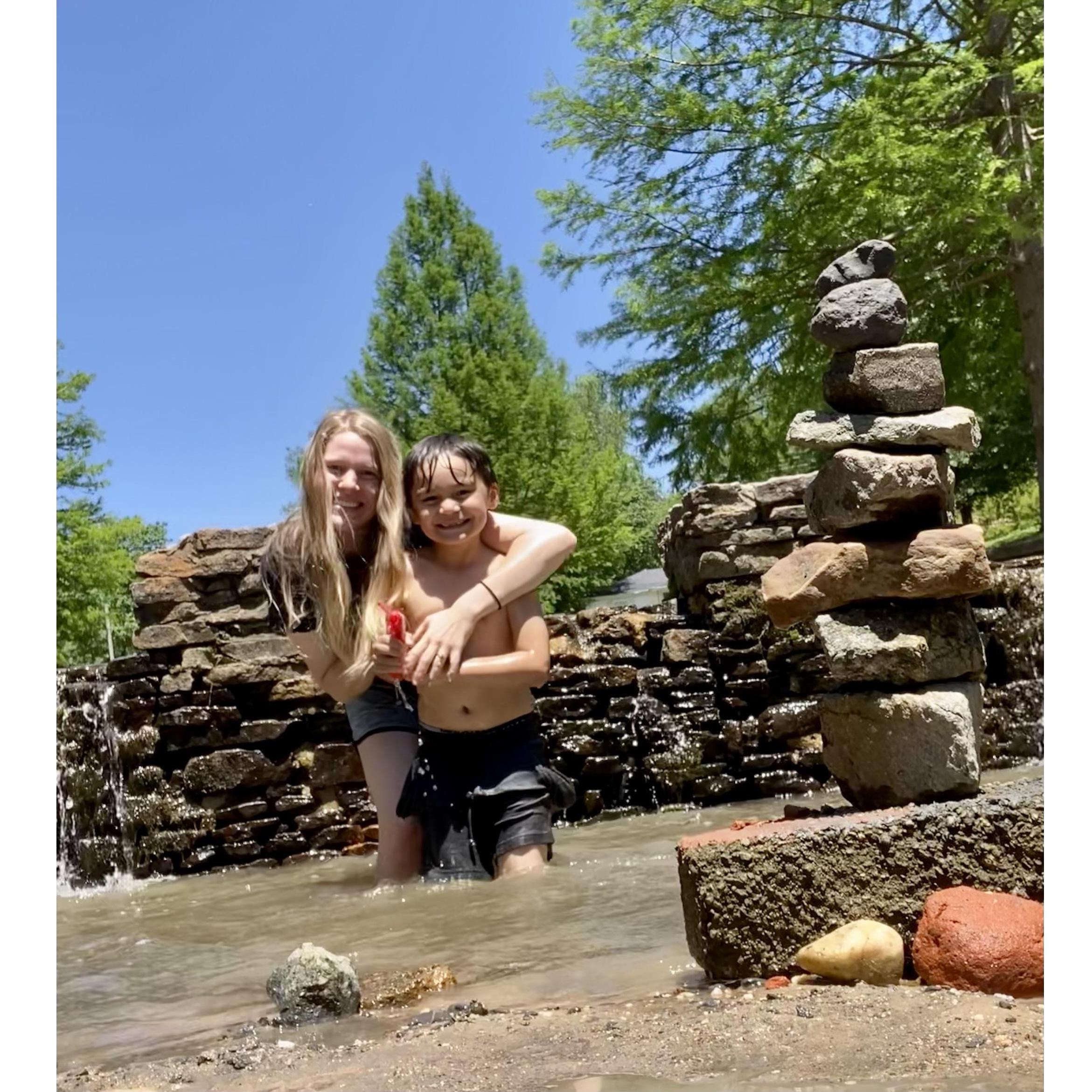 stacking rocks and playing games