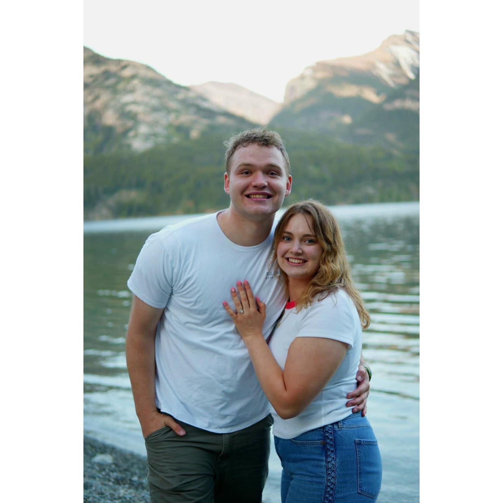 Our engagement. He proposed in Waterton National park after we did a picnic on the shore.