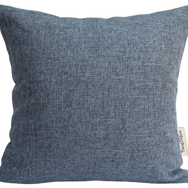 TangDepot Heavy Lined Linen Cushion Cover, Throw Pillow Cover, Euro Shams, European Throw Pillow Covers, Indoor/Outdoor - (26"x26", Blue)