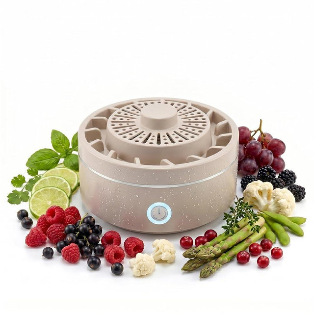 Puribreeze Produce Cleaner with Vortex and High-Frequency Vibration, Portable Fruit and Vegetable Washing Machine, OH-ion Food Purifier, IPX7 Waterproof Cordless Device (White)
