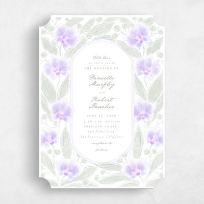Purple Ticket Wedding Invitation - Orchidea Classic
