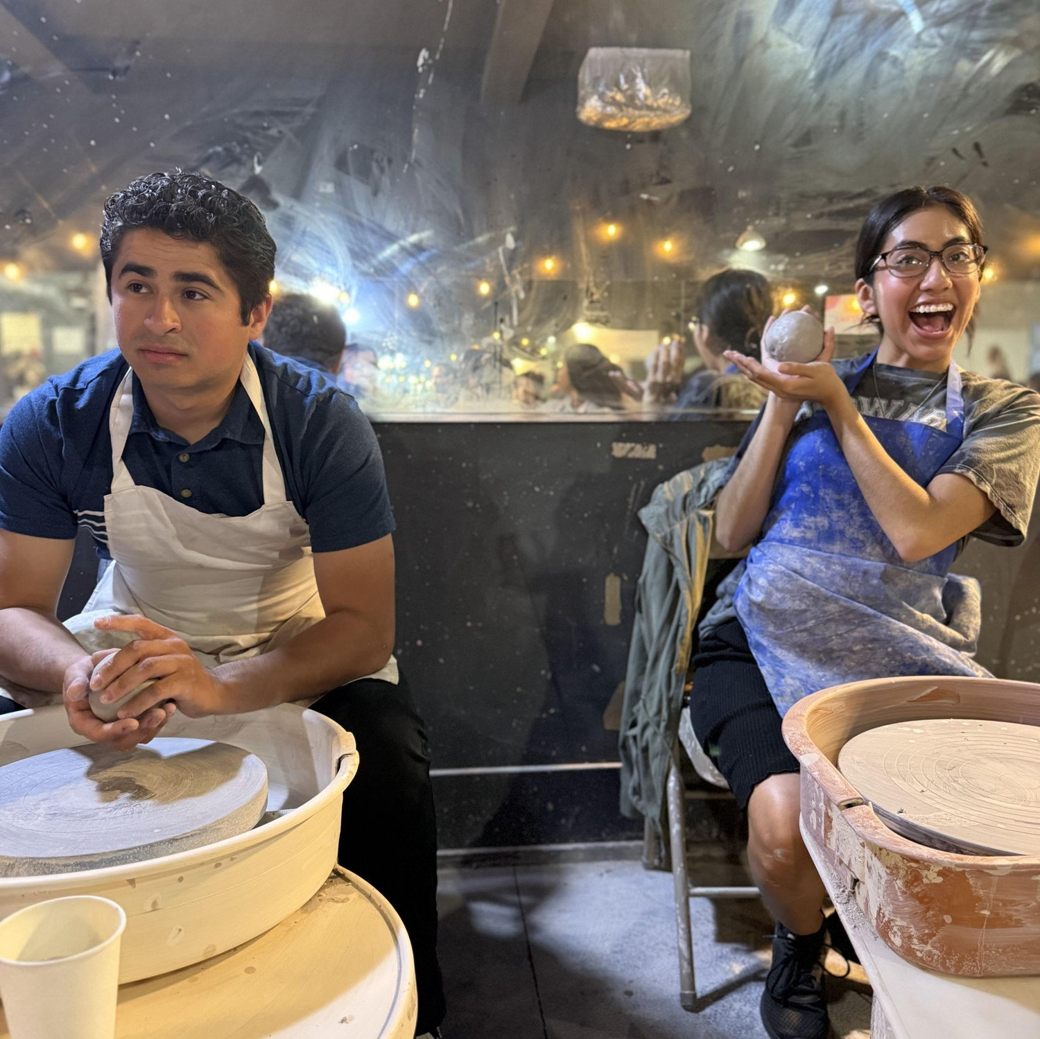 The day we learned I cant do pottery but of course Carlos is amazing at it ):