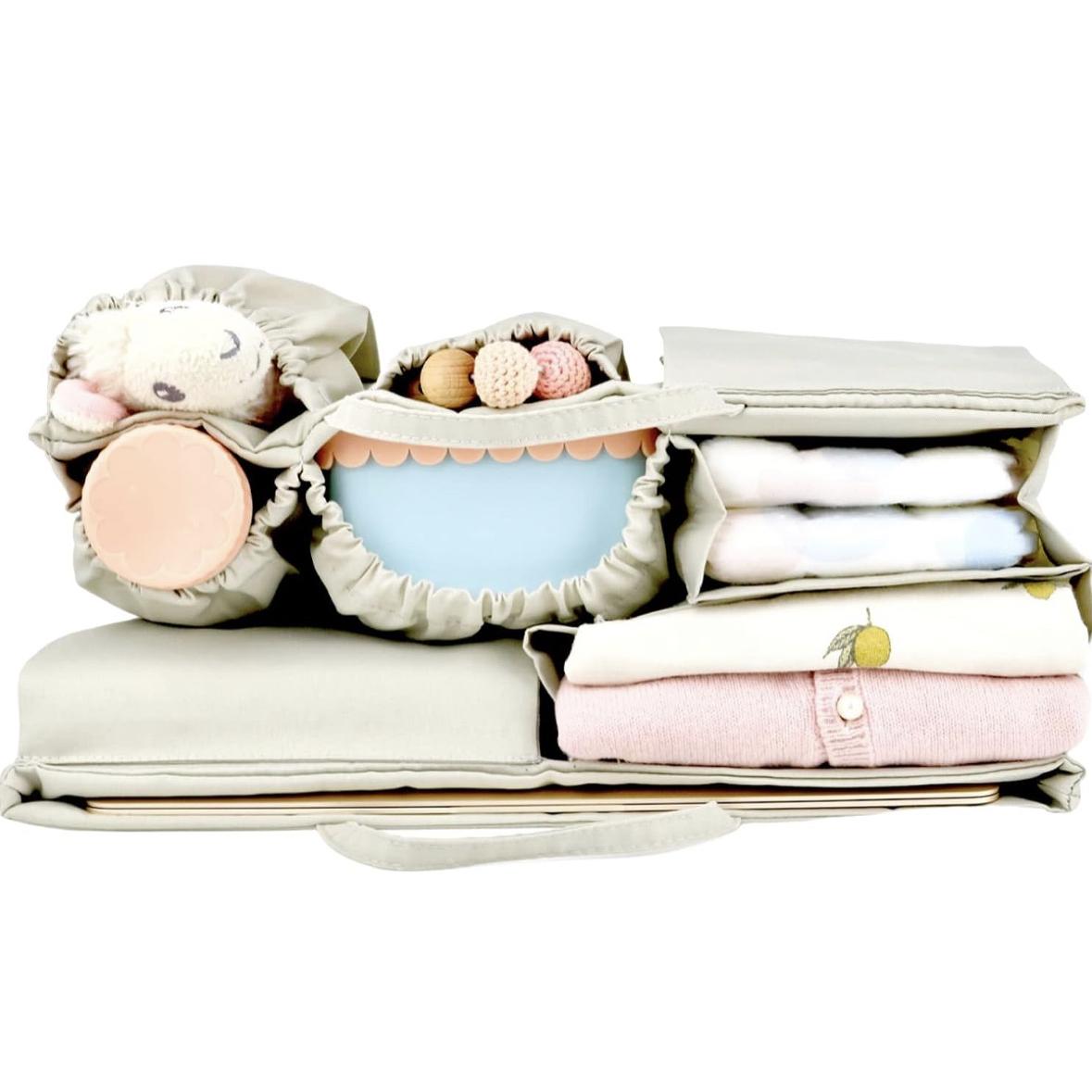 lilibell Baby Changing Bag Handbag Organiser, Multiple Compartments, Water Resistant and Flexible for Shopper/Backpacks - Bag in Bag (Grey)