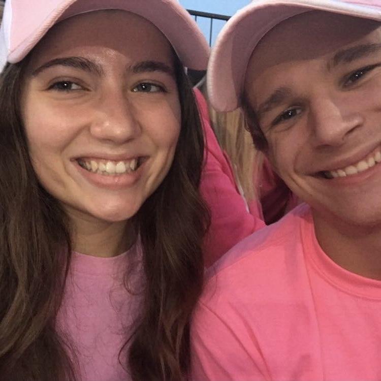 Levi wore Emily's pink hat that says "cowgirl babe"