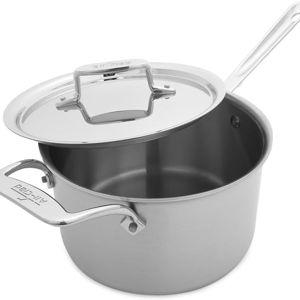 All-Clad D5 5-Ply Stainless Steel Sauce Pan 4 Quart Induction Oven Broiler Safe 600F Pots and Pans, Cookware Silver