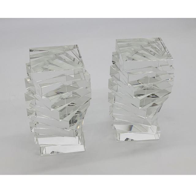 Tizo Design Crystal Glass Twisted Book End, Pair