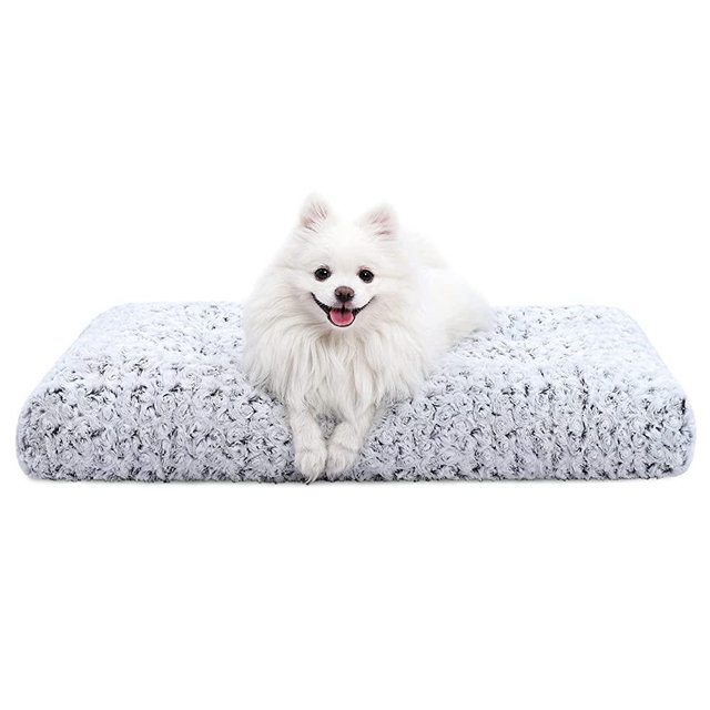 Washable Dog Bed Deluxe Plush Dog Crate Beds Fulffy Comfy Kennel Pad Anti-Slip Pet Sleeping Mat for Large, Jumbo, Medium, Small Dogs Breeds, 29" x 21", Gray