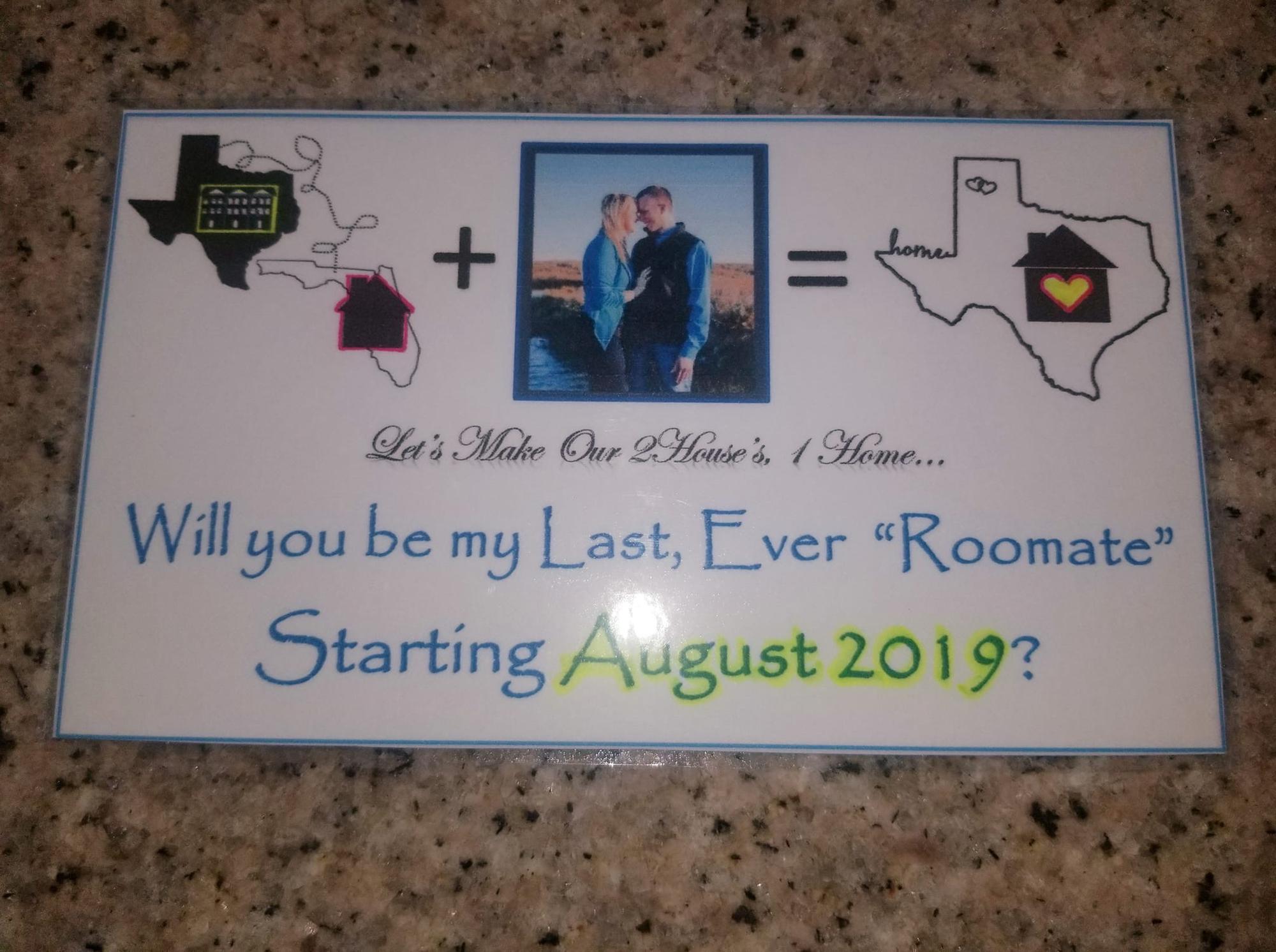 We decided to move in together in January 2019. We picked out a home together in February 2019 and Lindsay moved from Florida to start our life in the same place!
