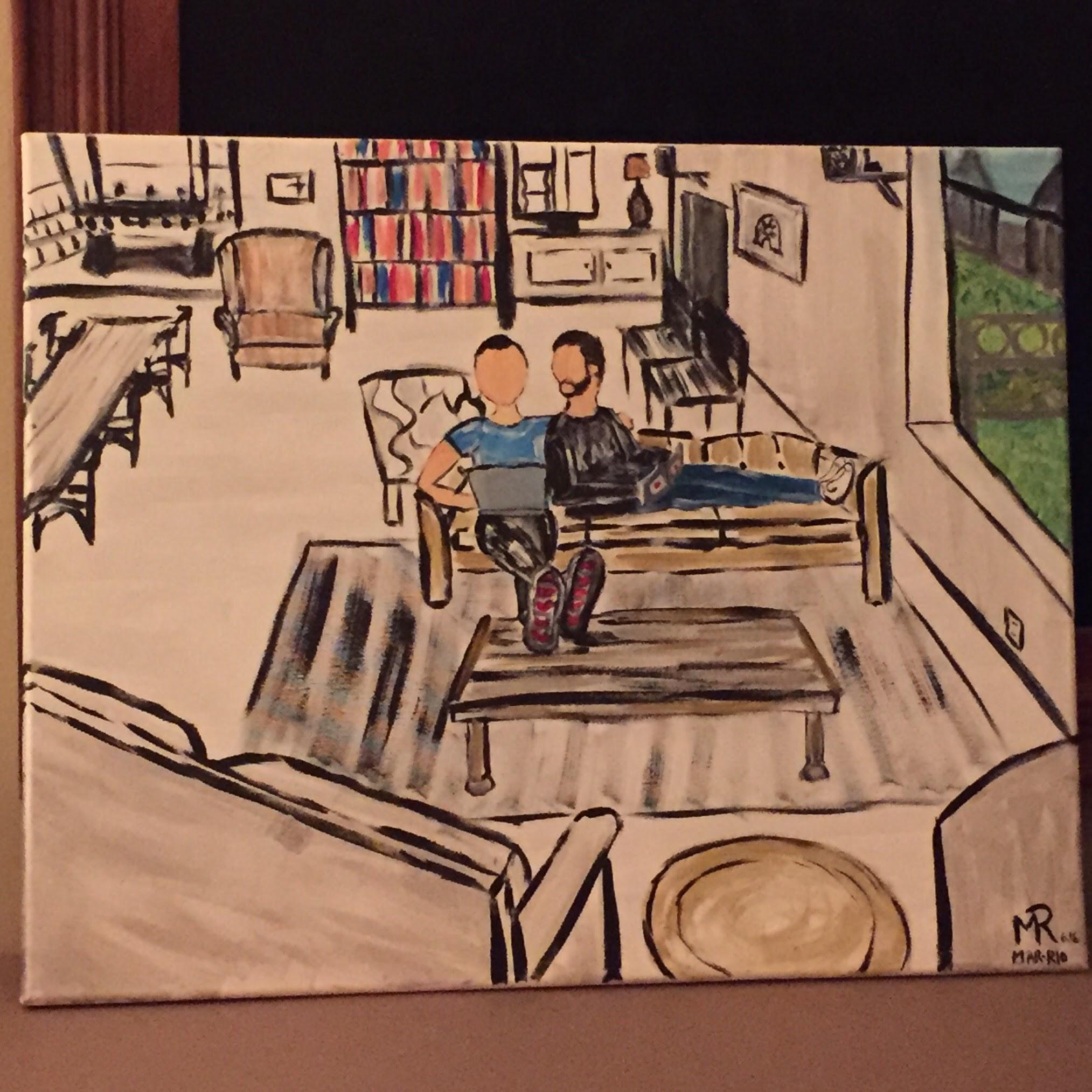 The painting Patrick had commissioned of us in our favorite café in Buffalo for Dan's birthday