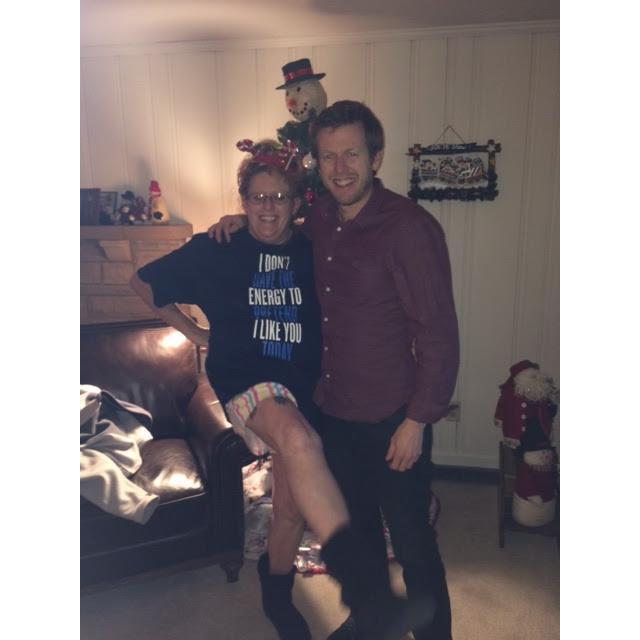 Kelly's sister, Beth, showing off her new tattoo? Boxers? Boots?