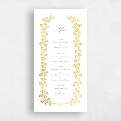 White Summer Wedding Menu - Edera Foil