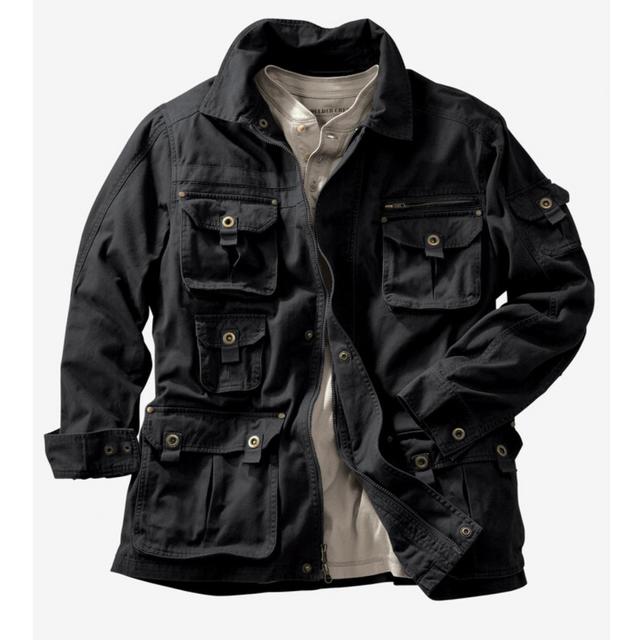 Black 9 Pocket Twill Utility Jacket- 4XL Big