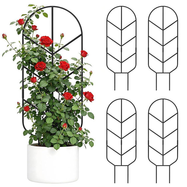 4 Pack 30'' Large Metal Plant Trellis for Climbing Plants, Tall Plant Support for Indoor & Outdoor Use, Modern Decorative Trellis for Potted Plants (4 Pack)