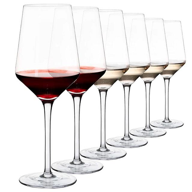 JBHO Red white wine glass, Red Wine Glasses Set of 6, Premium Crystal Wine Glasses,15 oz Thin Rim Long Stem, Perfect for Red or White, Daily Use, Unique Wedding Anniversary or Birthday Gift