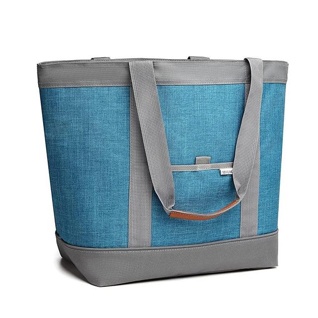 Large Insulated Cooler Bag Blue with Thermal Foam Insulation Reusable Grocery Bag Transport Cold Or Hot Food Apply to Delivery Bag, Travel Picnic Cooler, Lunch Bag Lunch Box