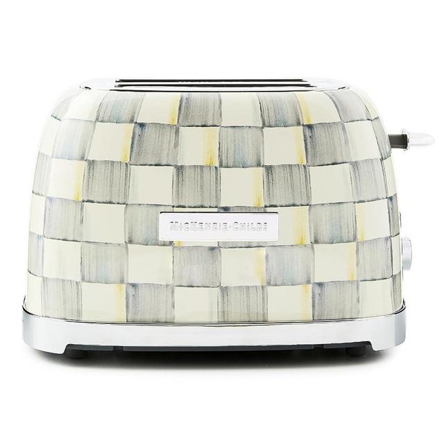 MACKENZIE-CHILDS 2-Slice Toaster, Decorative Toaster for Kitchen, Gray-and-White Sterling Check