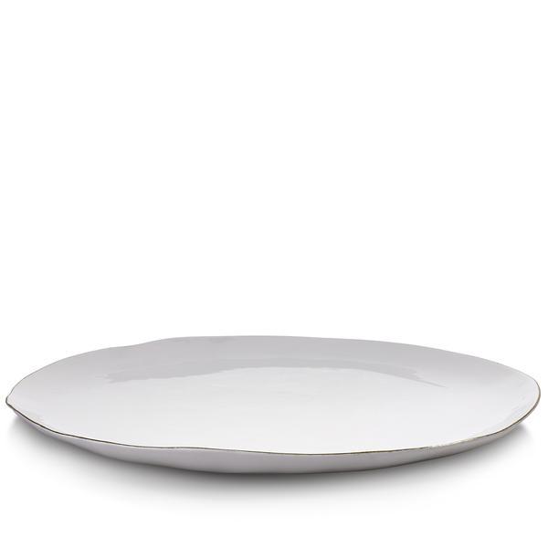 S&B Handmade 46cm Porcelain Extra Large Platter with Gold Rim