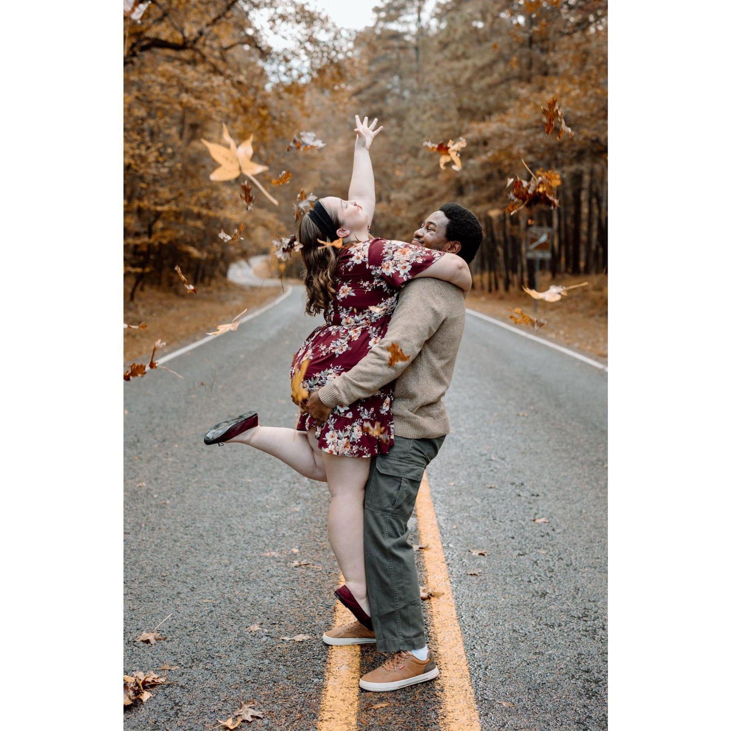 Fun with engagement photos (credit to Sam Baker who threw leaves with me!)