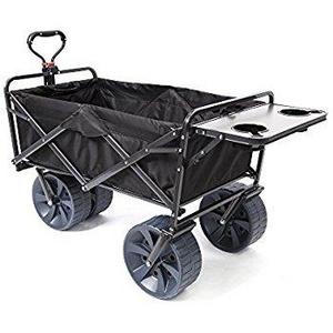 Mac Sports Collapsible Folding Outdoor Utility Wagon (Wagon with Side Table, Black)
