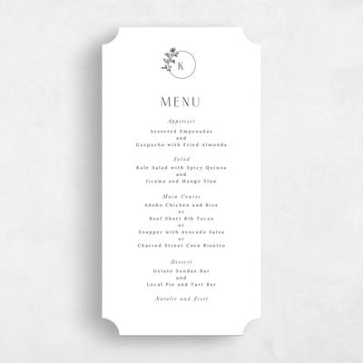 White Ticket Wedding Menu - Positano