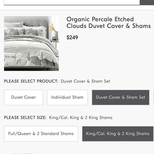 Organic Percale Etched Clouds Duvet Cover