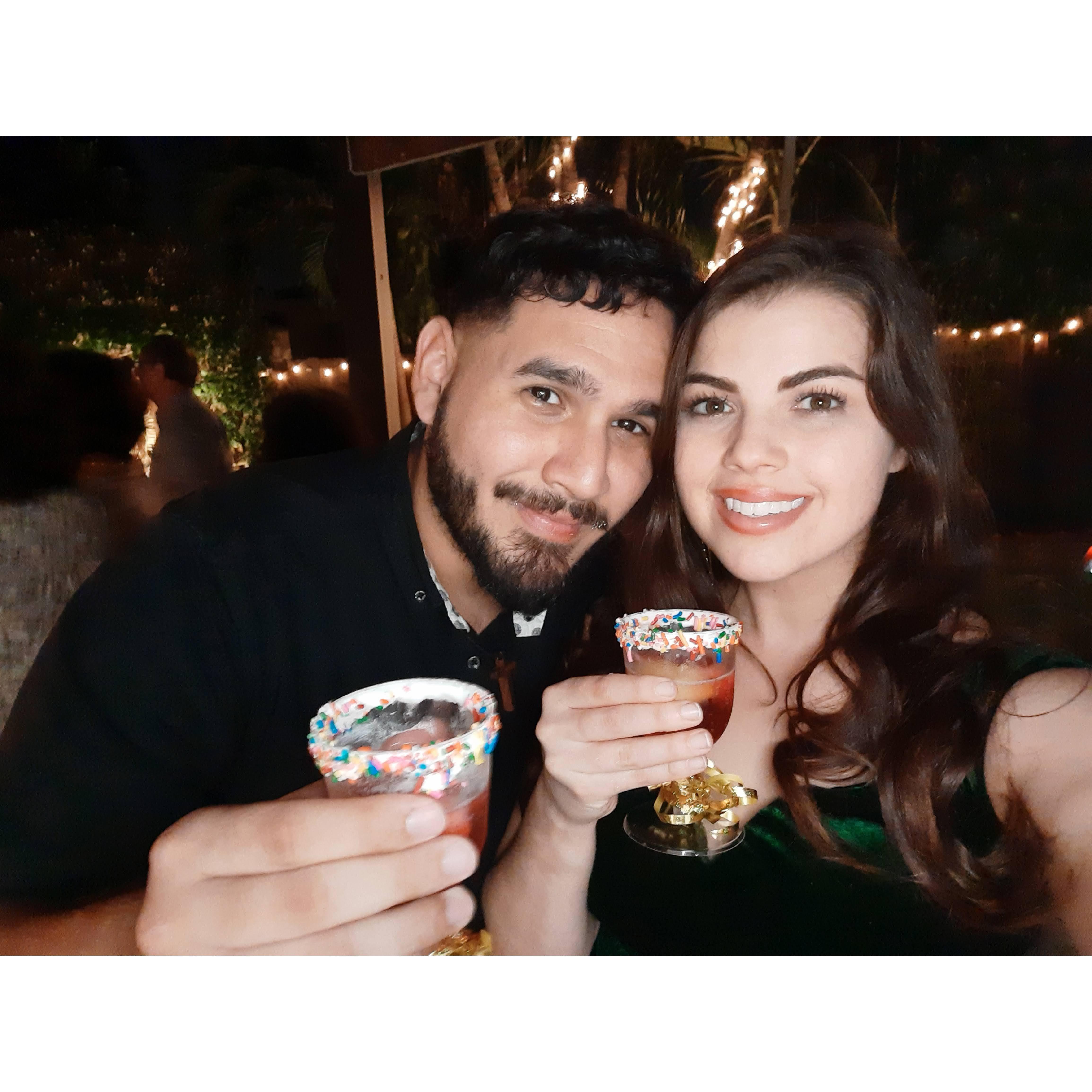 Ringing in the New Year together for the first time of many!