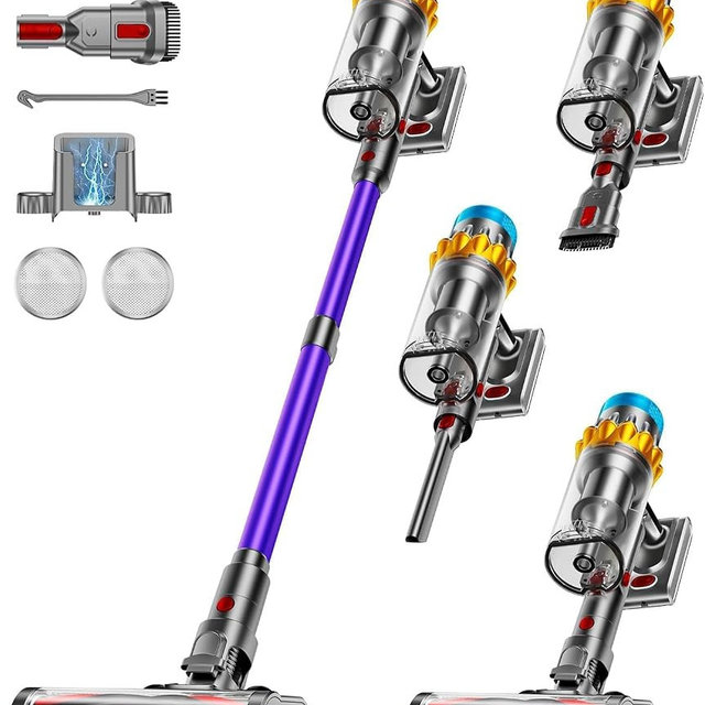 Cordless Vacuum Cleaner, 650W 55KPA 75Min Powerful Vacuum Cleaners for Home, Self-Standing Stick Vacuum Cordless Rechargeable/ Anti-Tangle/OLED Screen/1.8L Cup for Home Pet Hair/Carpet/Hardwood Floor