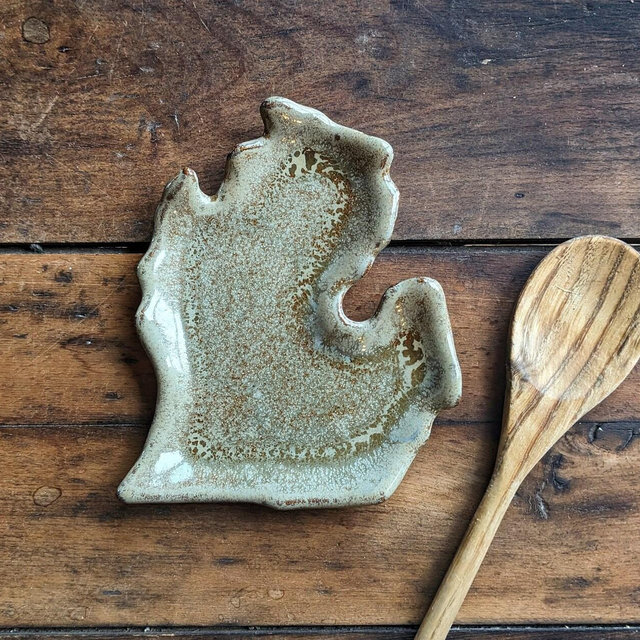 Michigan Spoon Rest - Handmade - MI Pottery - Ceramics - Housewarming Gift - Unique - Trinket Dish - Michigan Soap Dish - Christmas Gift